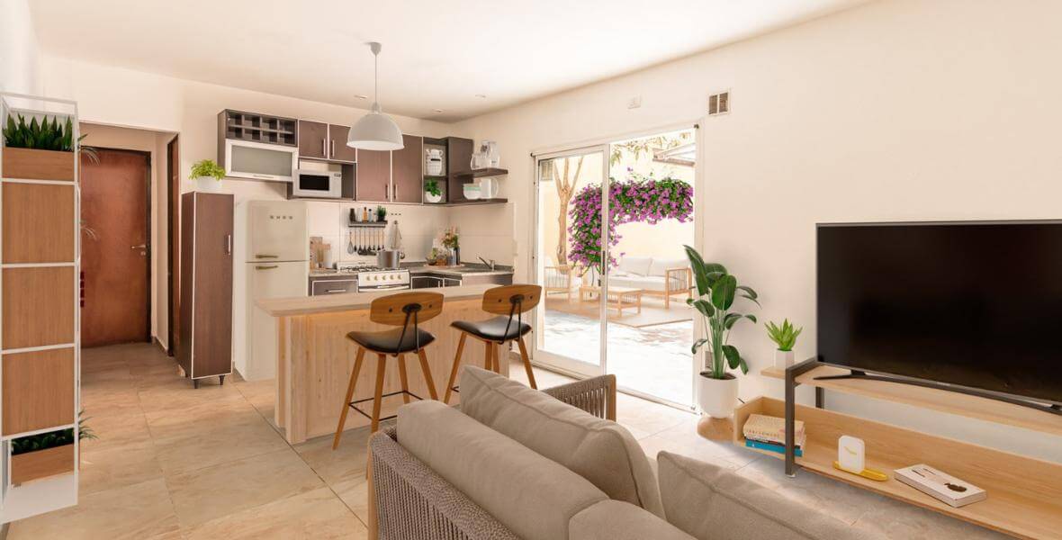 Mobiliario con acabados industriales